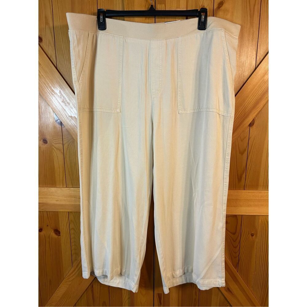 St. John's Bay Wide Leg High Rise Plus Crop 2X nwt Birch (0192)